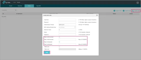 Thiết lập giới hạn tốc độ cho tài khoản cụ thể