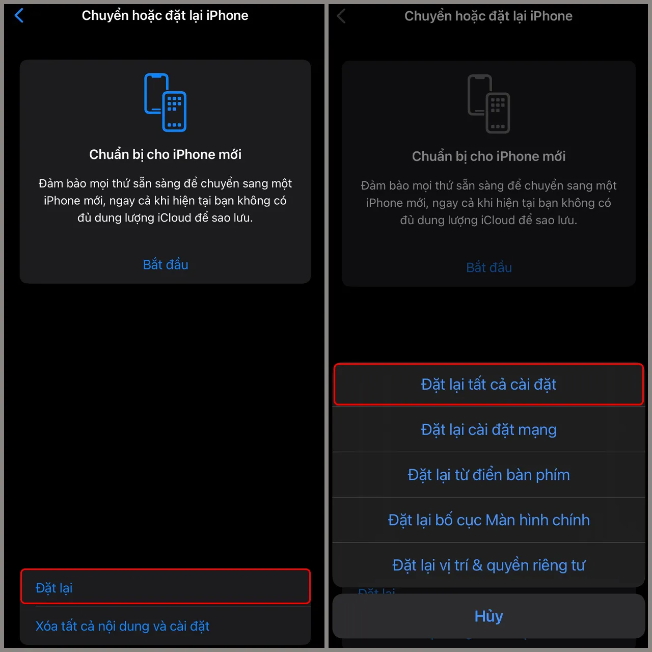 Xóa tất cả nội dung và cài đặt iPhone