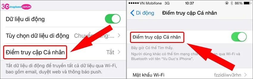 Kích hoạt điểm truy cập cá nhân