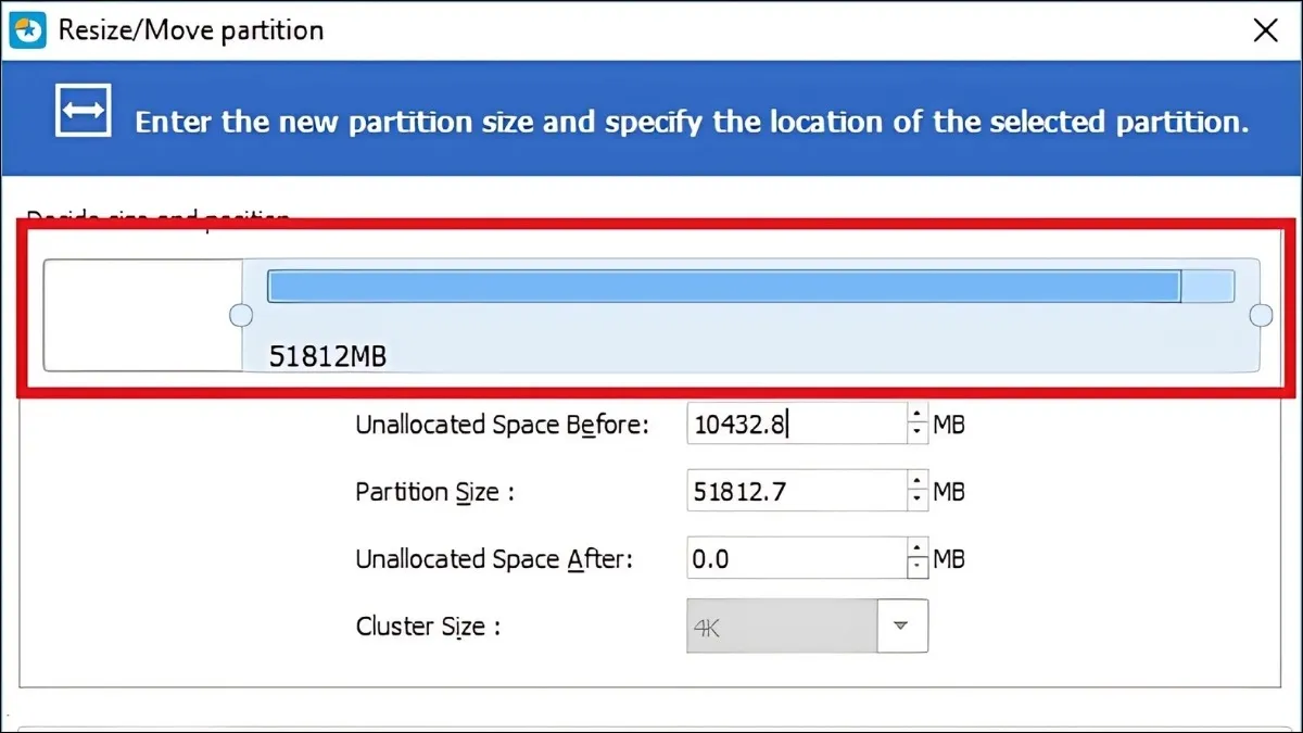Kéo thả để phân bổ lại dung lượng ổ cứng trên Windows 10