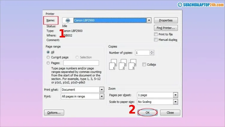 Cấu hình in tài liệu