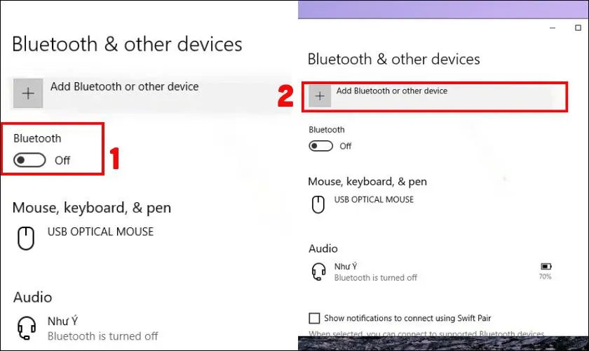 Bật Bluetooth và thêm thiết bị