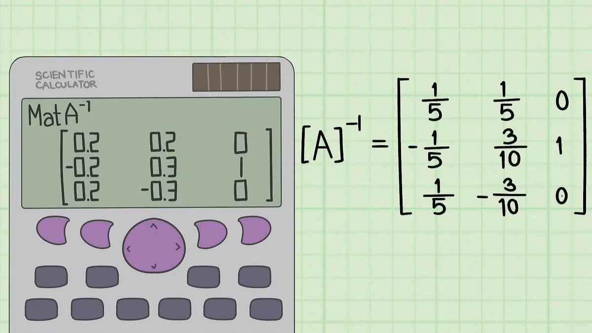 Kết quả hiển thị ma trận nghịch đảo sau khi thực hiện các bước bấm máy