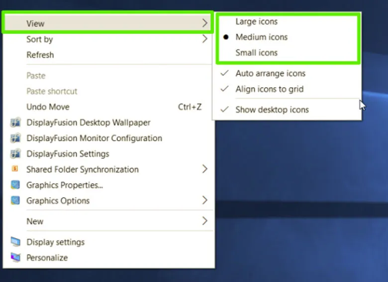 Kết quả sau khi thực hiện cách thu nhỏ icon trên desktop win 10 thành công