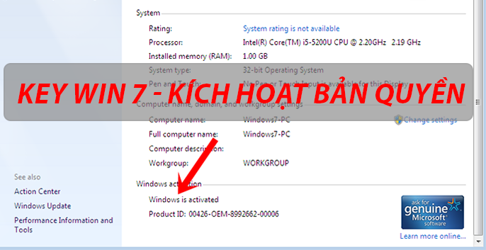 product key win 7 32bit Bản Quyền Chính Hãng