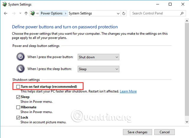 Tắt tính năng Fast Startup để máy hoạt động ổn định