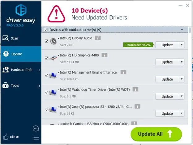 Cập nhật các Driver bo mạch chủ bị lỗi thời