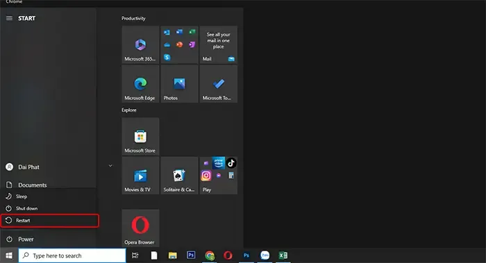 Khởi động lại máy tính giúp khôi phục cài đặt âm thanh nhanh chóng