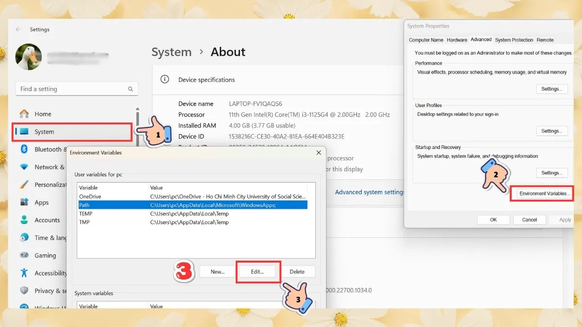 Thiết lập biến môi trường cho ADB