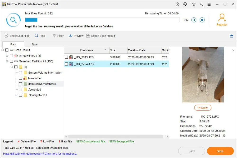 Dashboard MiniTool với các module khôi phục theo tình huống