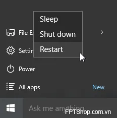 Sử dụng tổ hợp phím Shift + Restart