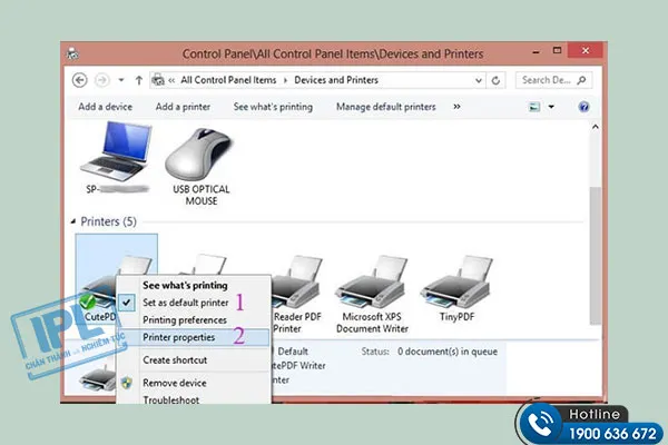 Kích hoạt tính năng Share this printer trong tab Sharing để cho phép máy khác truy cập