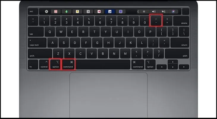 Cách thu nhỏ màn hình MacBook bằng phím Option, Command và dấu trừ