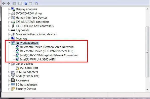 kiểm tra card wifi laptop