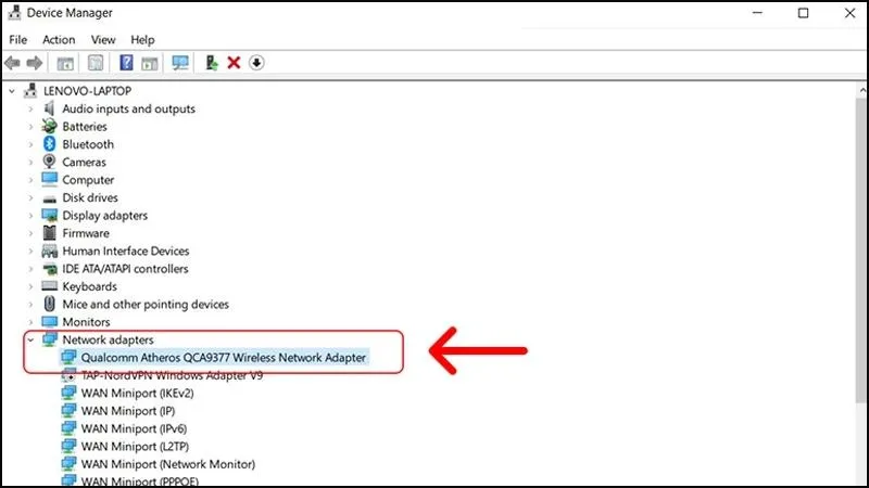 Kiểm tra driver card mạng trong Device Manager để sửa lỗi wifi