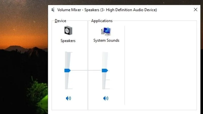 Kiểm tra âm lượng từng ứng dụng trong Volume Mixer