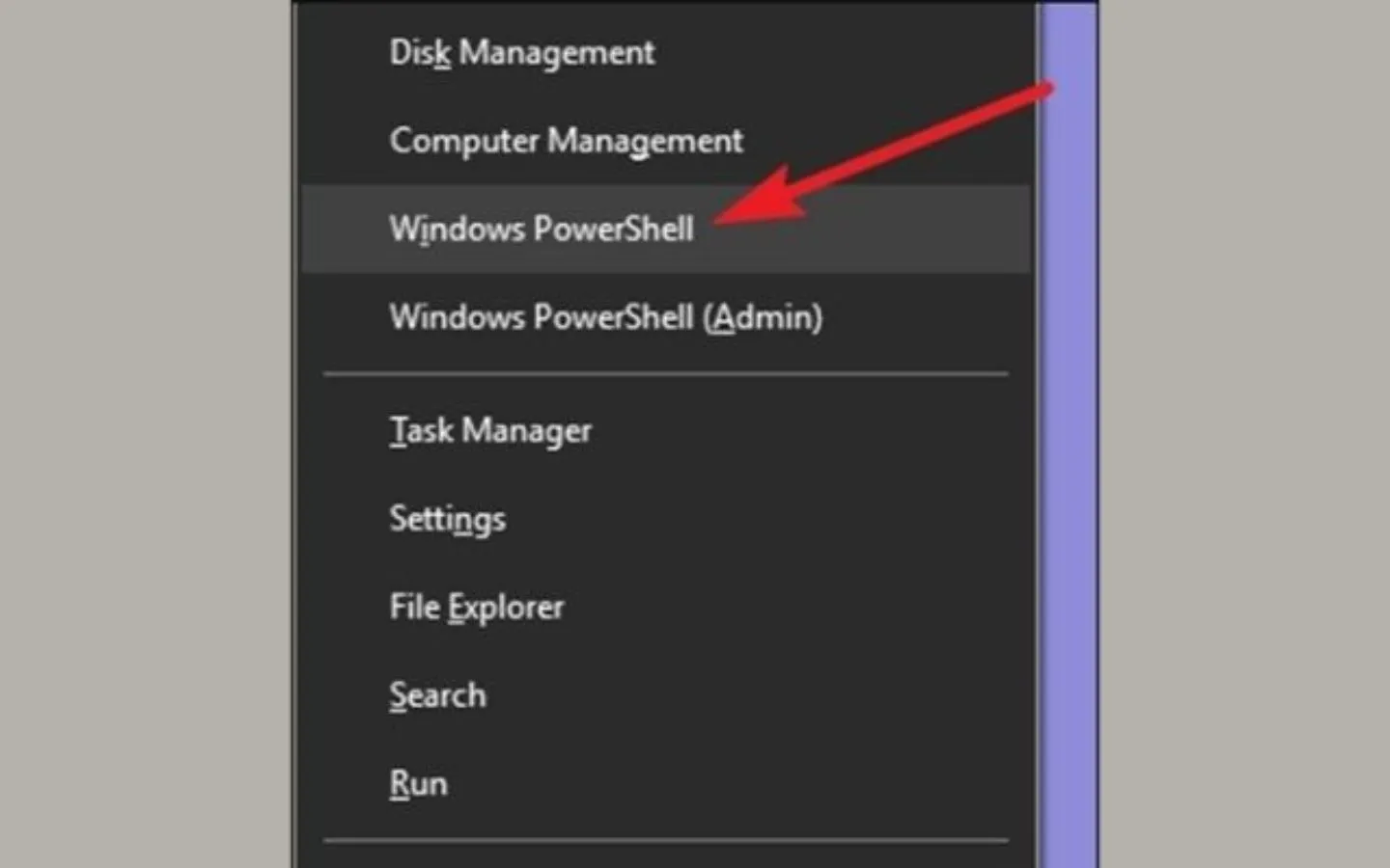 Chọn vào mục Windows PowerShell
