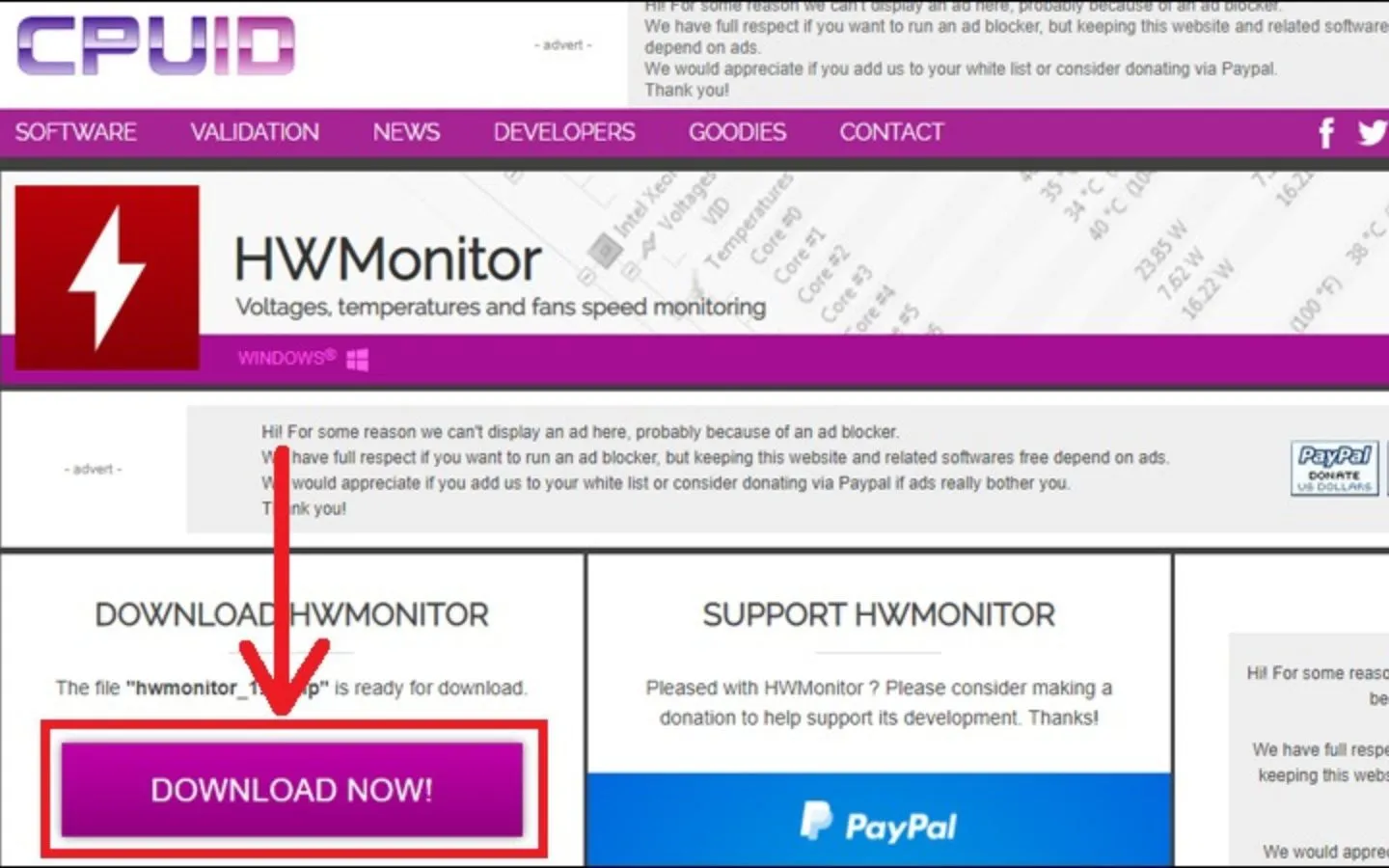 Tải xuống phần mềm HWMonitor