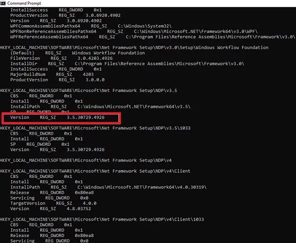 Kiểm tra thông tin chi tiết của phiên bản v3.0 thông qua công cụ dòng lệnh