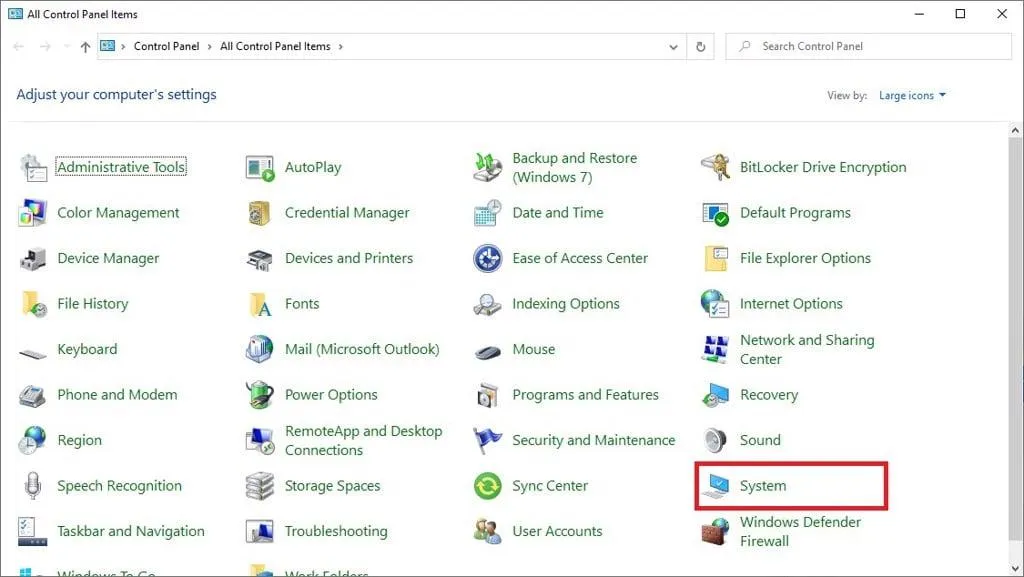 Kiểm tra Windows qua Control Panel