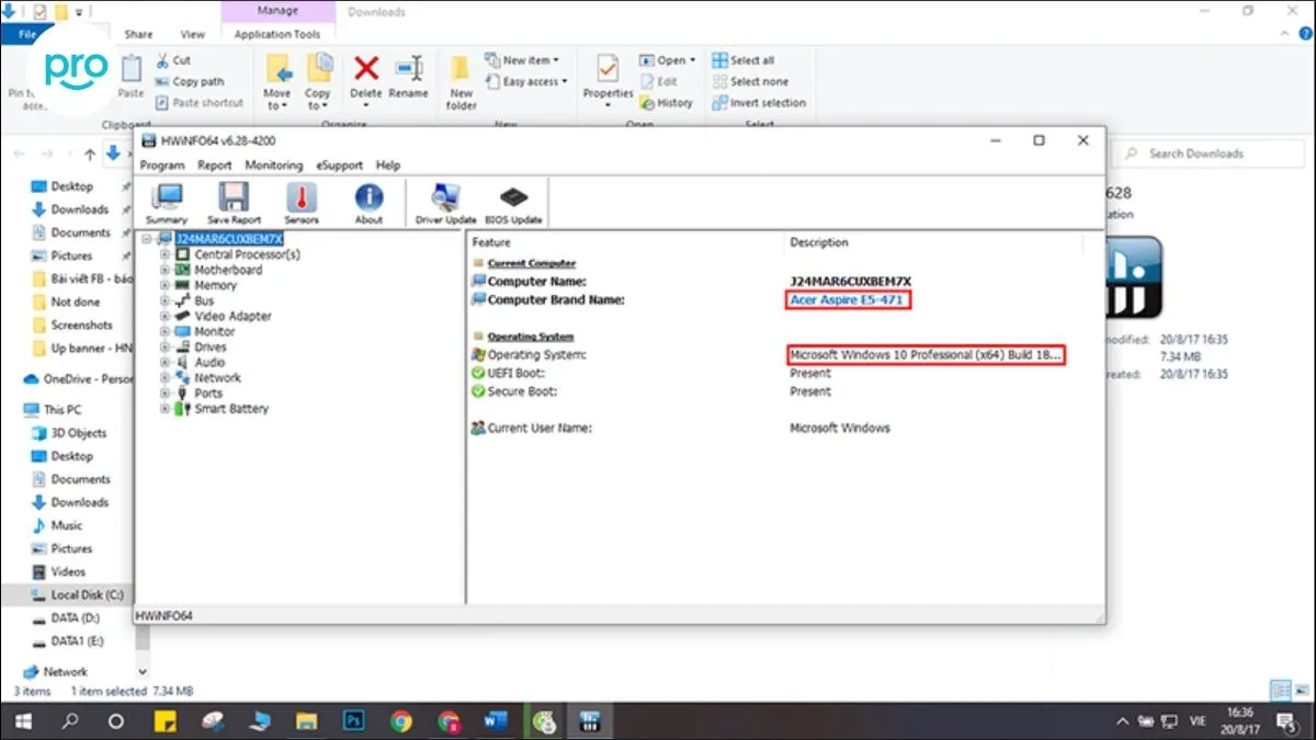 Sử dụng phần mềm HWInfo kiểm tra chi tiết ngày sản xuất linh kiện