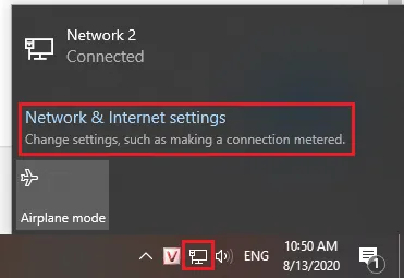 Truy cập cài đặt kết nối mạng