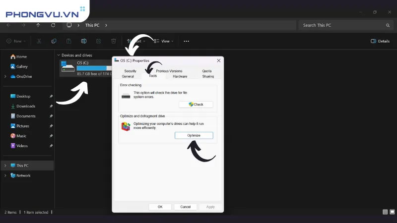 Sử dụng công cụ Optimize Drives có sẵn trong Windows