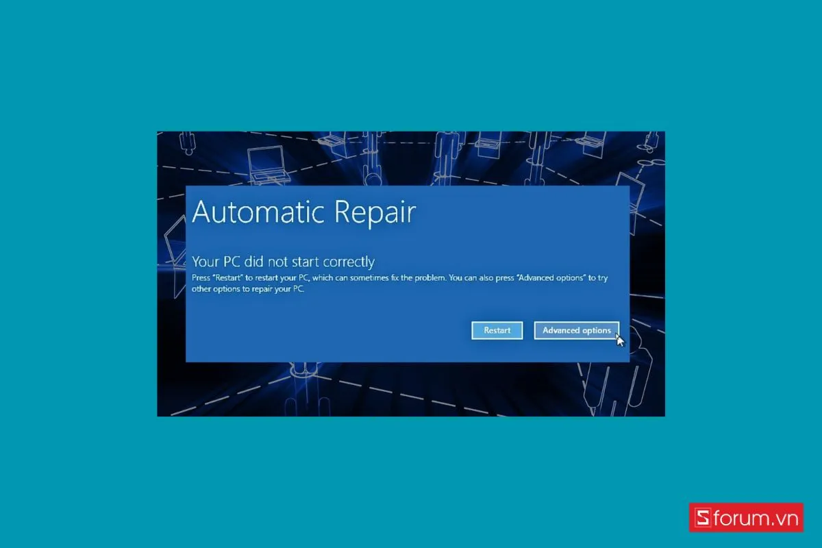 Làm gián đoạn quá trình khởi động lại máy để tránh lỗi bị treo Restarting bước 2 (Hình minh họa)