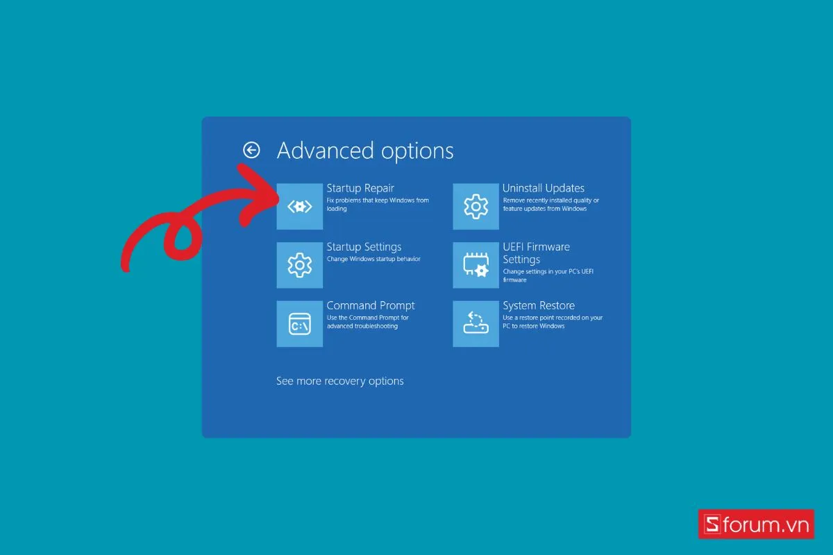Tận dụng chế độ Automatic Repair để hạn chế lỗi bị treo Restarting bước 3 (Hình minh họa)