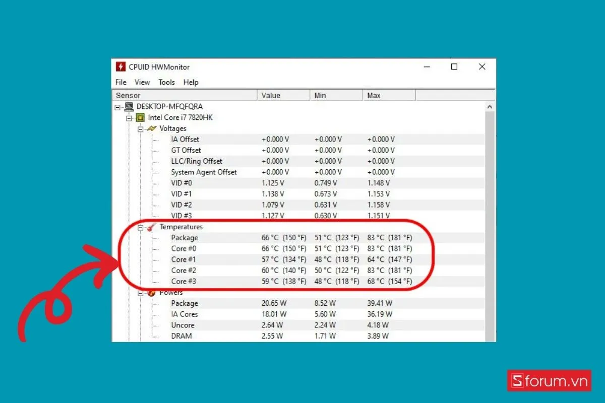 Kiểm tra nhiệt độ máy tính để khắc phục lỗi laptop bị treo Restarting bước 2 (Hình minh họa)