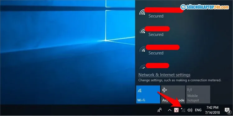 Kiểm tra biểu tượng mạng trên thanh Taskbar để nhận biết trạng thái kết nối