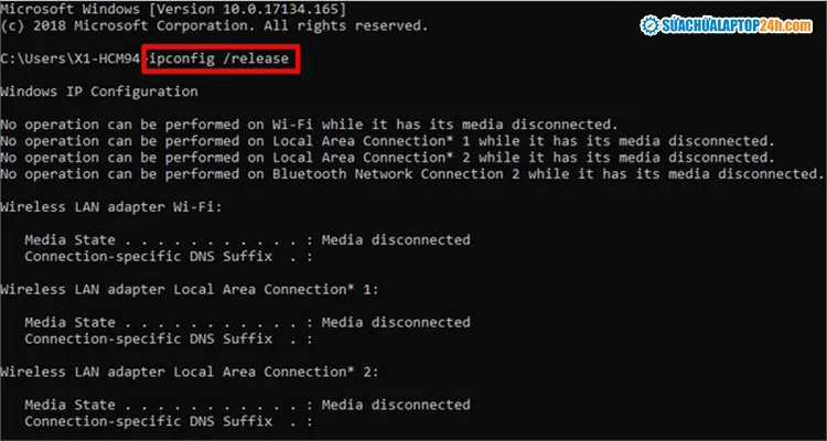 Xóa bỏ địa chỉ IP cũ đang bị lỗi kết nối