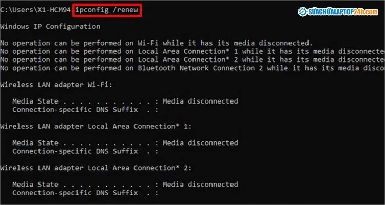 Cấp phát địa chỉ IP mới từ Router đến laptop Windows 7