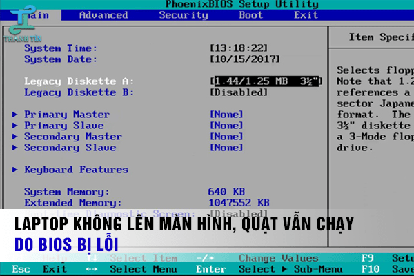 Laptop bật không lên màn hình, quạt vẫn chạy do BIOS bị lỗi