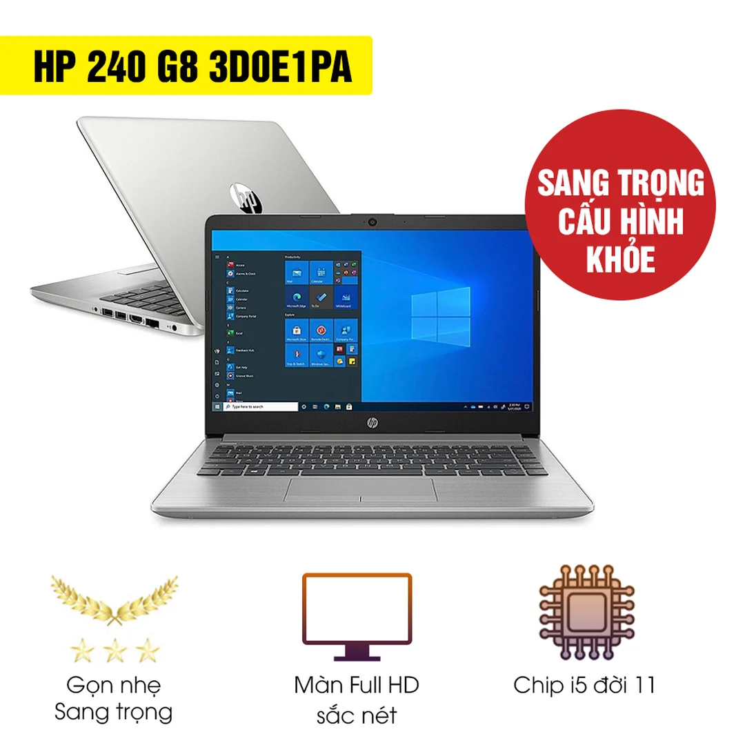 laptop tầm giá 15 triệu 2021 HP 240 G8 phù hợp nâng SSD và RAM