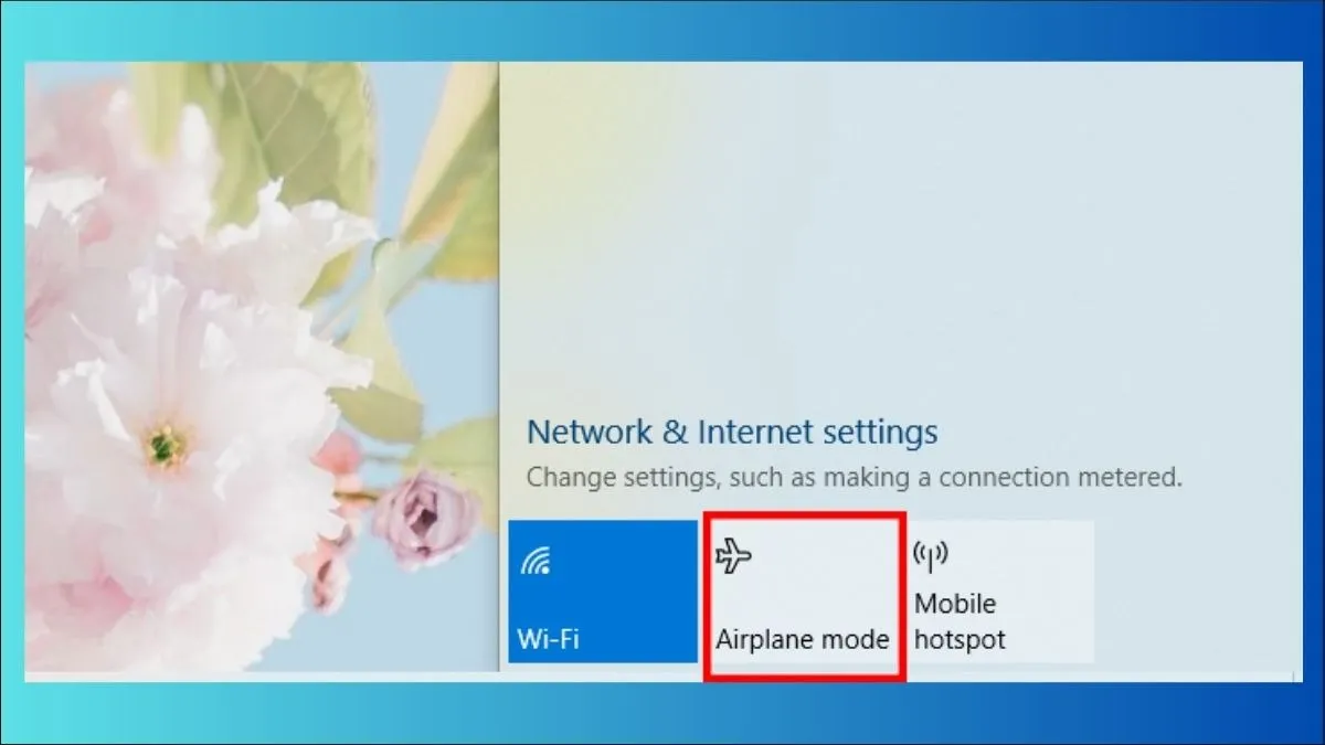Đảm bảo chế độ máy bay đang tắt