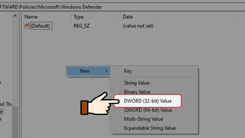 Nhấn chọn DWORD (32-bit) Value