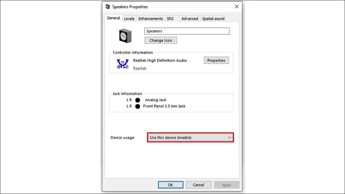 Ấn vào tab General