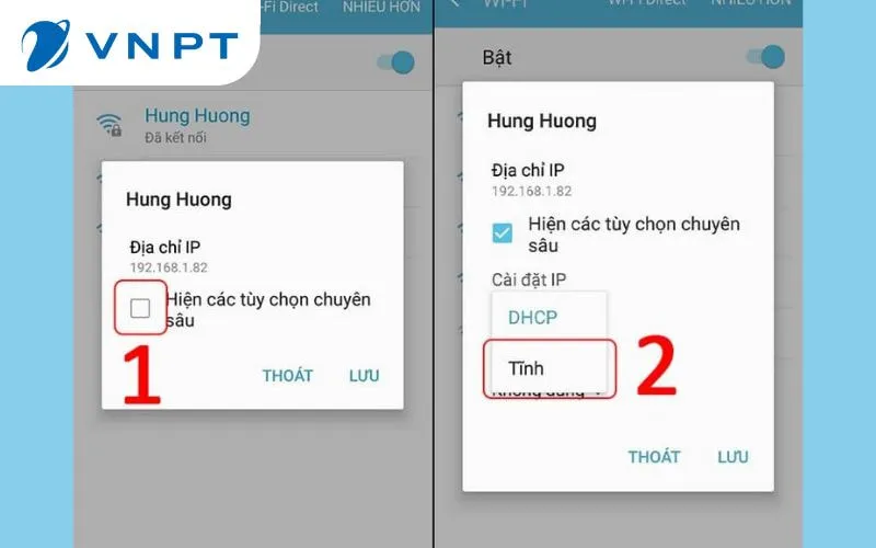 Nhập thông số IP và DNS
