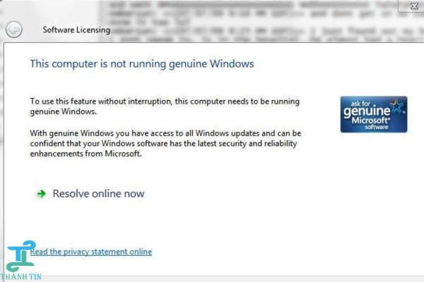Lỗi This Copy of Windows is Not Genuine là gì?
