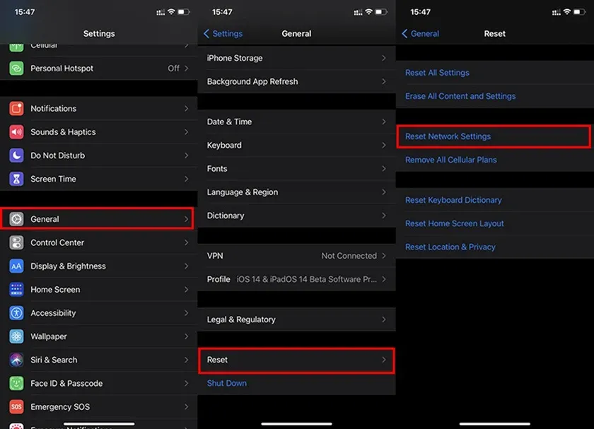 Đặt lại cài đặt mạng trên iPhone 8 Plus để khắc phục lỗi bắt WiFi kém