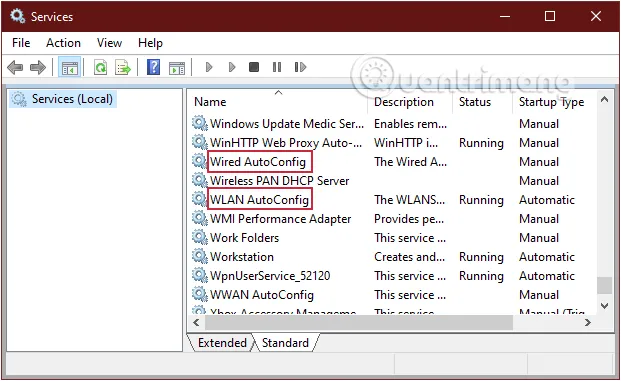 Kiểm tra các dịch vụ cấu hình tự động cho mạng không dây