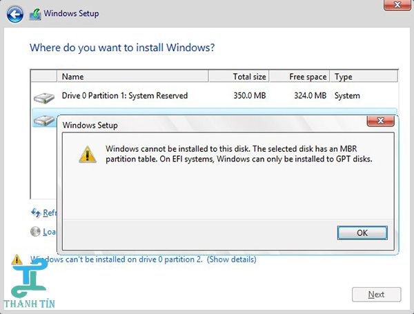 loi-window-cannot-be-installed-to-this-disk-nguyen-nhan Có nhiều nguyên nhân gây ra lỗi Window cannot be installed to this disk thumbnail