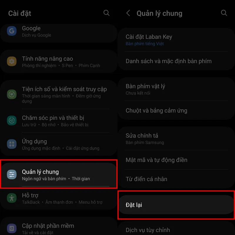 Đặt lại cài đặt mạng trên Samsung