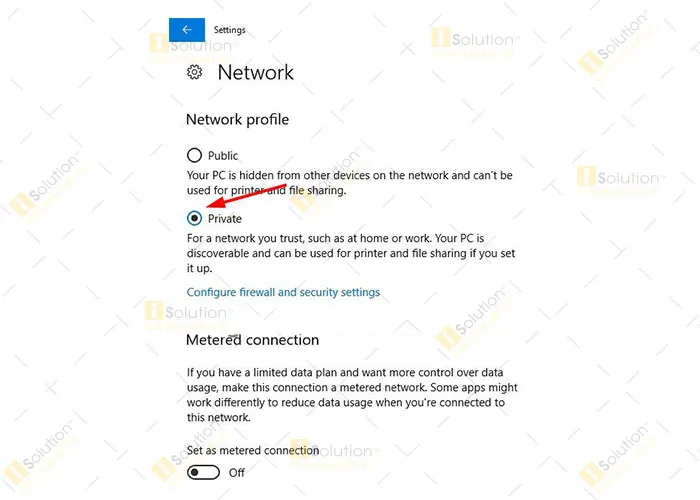 Lựa chọn chế độ mạng riêng tư cho hệ thống máy tính