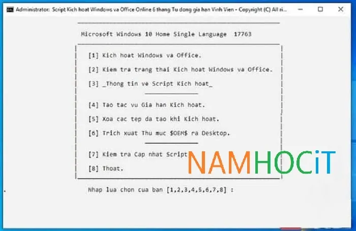 Lựa chọn chức năng kích hoạt Windows trong menu điều hướng của ứng dụng