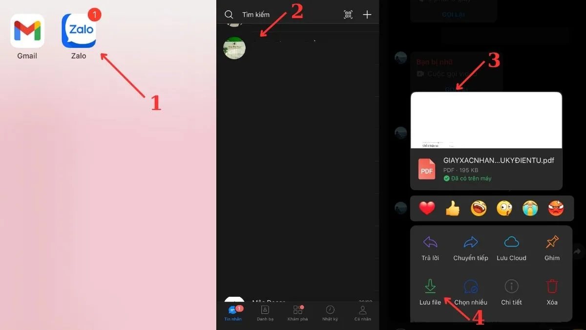 Lưu tài liệu từ Zalo trên iPhone
