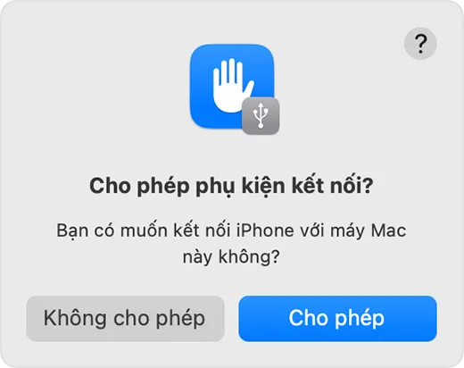 Thông báo cho phép phụ kiện kết nối trên macOS