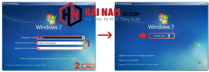 Màn hình khởi đầu quá trình cài đặt Windows 7 lên PC