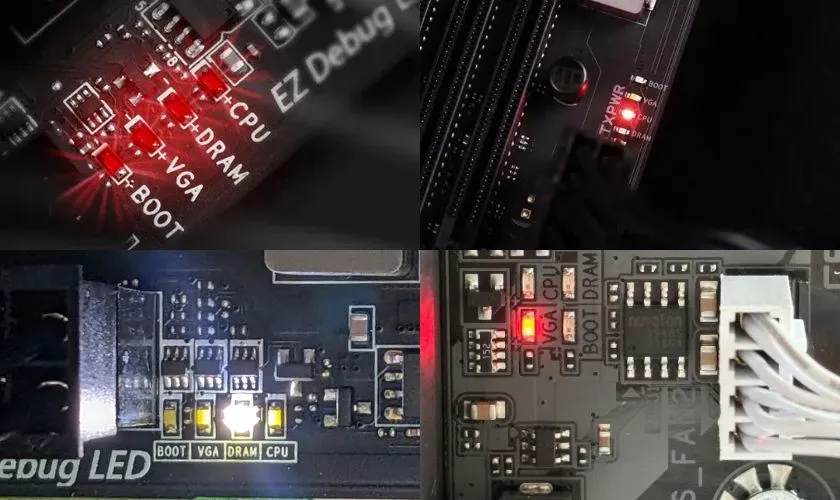 Quan sát đèn báo lỗi trên máy tính